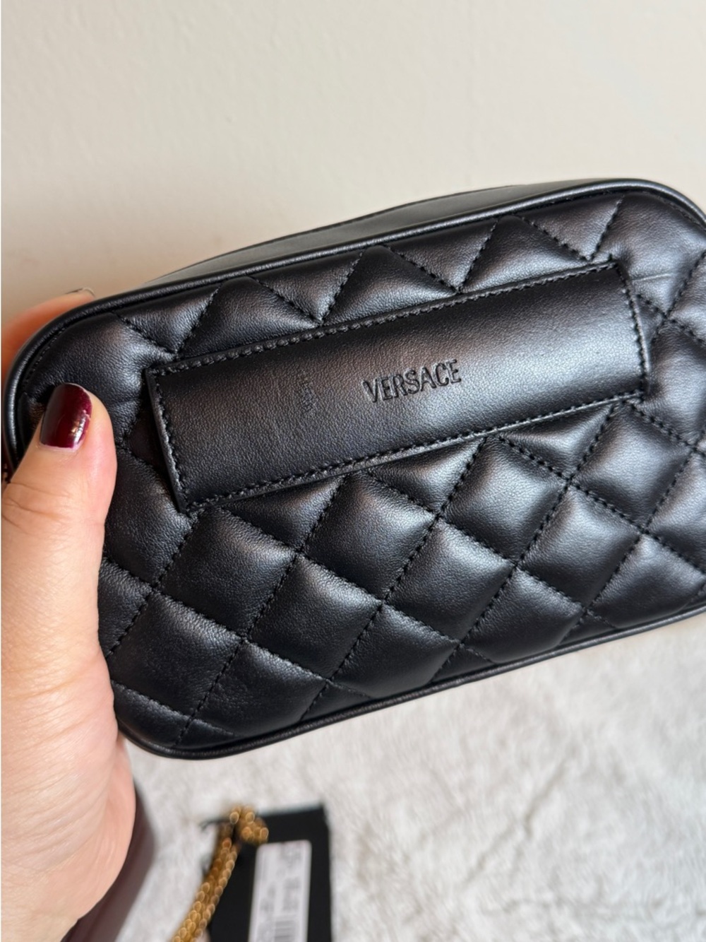 Versace Black Quilted Leather Crossbody with Gold Medallion - Picture 4 of 8